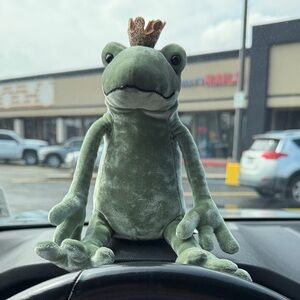 frog prince jellycat Green Stuffed Animal with crown soft plush